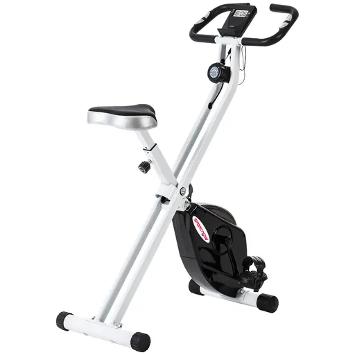SPORTNOW Bicicletă Fitness Pliabilă cu Rezistență Magnetică pe 8 Nivele, Display LCD și Monitor Puls, 97x43x110 cm, Negru | Aosom Romania