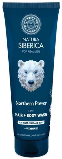 Natura Siberica Gel de spălare pentru păr, corp și barbă 3in1 Northern Power (Hair + Body Wash) 200 ml