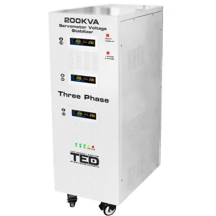 Stabilizator de tensiune trifazat 200KVA / 142KW TED003607, 242V-520V cu ServoMotor si sinusoidala pura, TED Electric, ecran LCD
