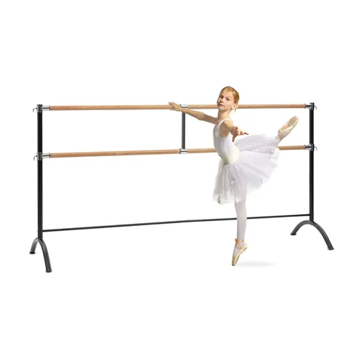 KLARFIT Barre Marie, bară dublă de balet, de sine stătătoare, 220 x 113 cm, 2 x 38 mm