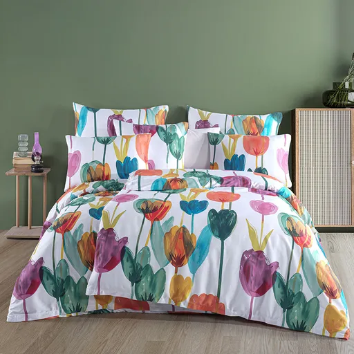BedTex Lenjerie de pat din satin Tulipi, 140 x 200 cm, 70 x 90 cm, 140 x 200 cm, 70 x 90 cm
