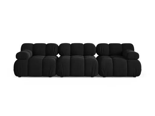 Canapea modulara 3 locuri, Bellis-51, Micadoni Home, 282x94x70 cm, catifea, negru