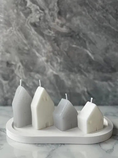 Set de lumanari, Glamour Candle 36ST, Beton, Alb