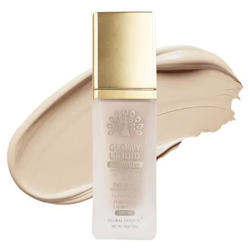 Fond de Ten Global Fashion, Glowy Liquid Foundation 4in1: Primer + Corector + Iluminator + BB cream, SPF 15, K038,Deep Cocoa