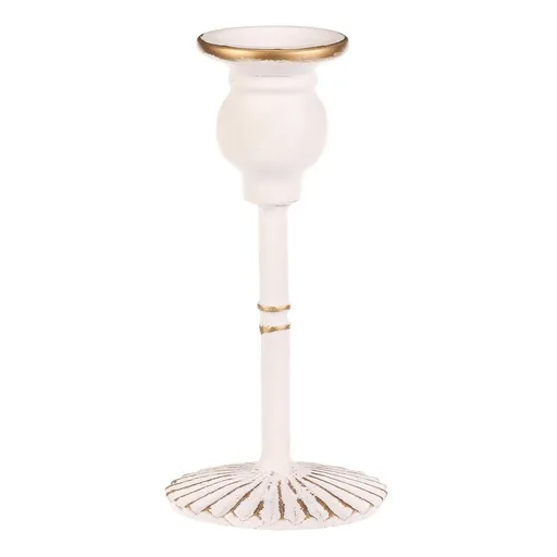 Sfeșnic metalic pentru lumânare conică 17 cm, alb, 17 cm