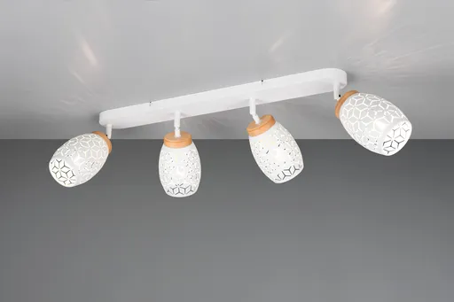 Plafoniera Bidar, RL, 74x12x27 cm, 10W, 4x E14, metal, alb mat/natur