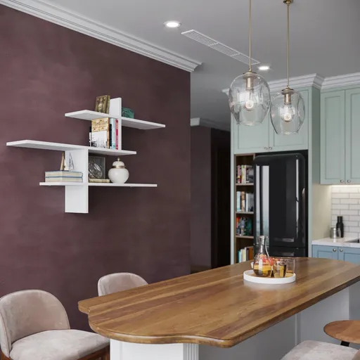 Raft de perete, Hanah Home, Leo, 123x80.5x22 cm, Alb