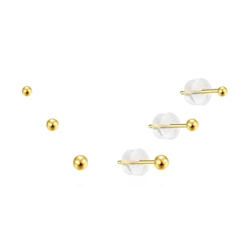 MOISS Set de cercei minimaliști placați cu aur E0004639 (3 perechi de cercei)