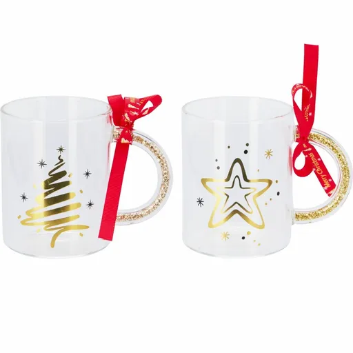 Set de 2 căni de sticlă Golden Xmas 300 ml