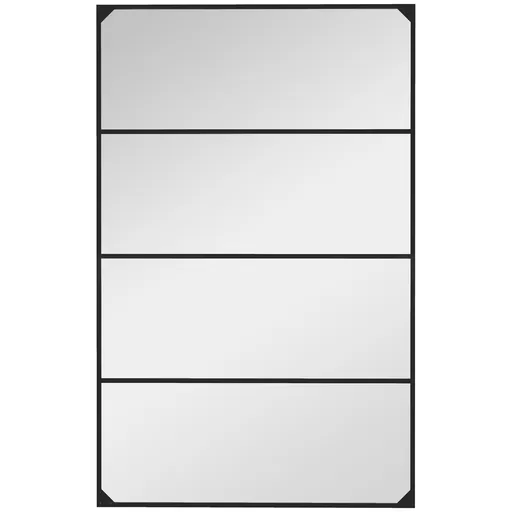 HOMCOM Oglindă Industrială de Perete, Oglindă Dreptunghiulară cu Ramă Metalică, Oglindă Decorativă, 109x2x69 cm, Negru | Aosom Romania