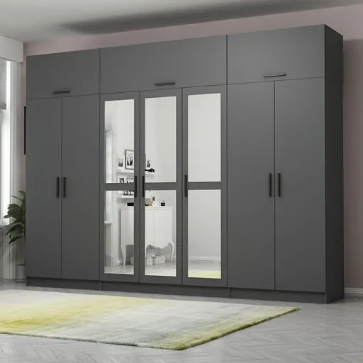 Dulap pentru haine, Hanah Home, Kale, 315x235x52 cm, Antracit