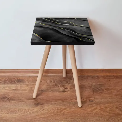 Masuta, Hanah Home, Shp164, 35x42x35 cm, Negru / Auriu / Alb