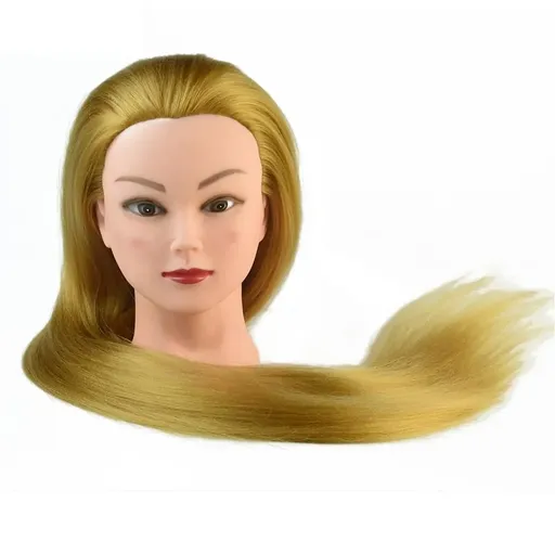 Manechin cu Par Blond Auriu 50 cm, pentru Impletit si Tuns, H1-5B + Suport Prindere