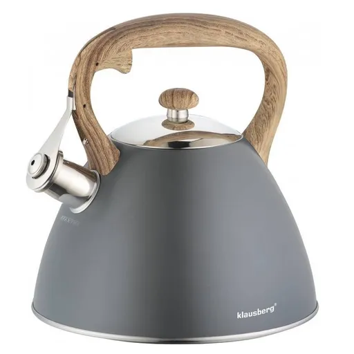 Ceainic cu fluier Klausberg KB 7297, 3 litri, Inductie, Otel inoxidabil, Gri