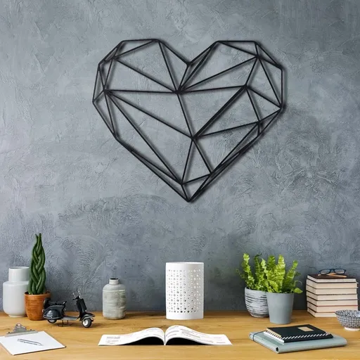 Decoratiune de perete, Heart v2, Dimensiune: 37 x 40 cm, Negru
