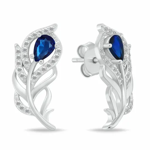 Brilio Silver Cercei strălucitori din argint „Pene” cu zirconii EA1202WB