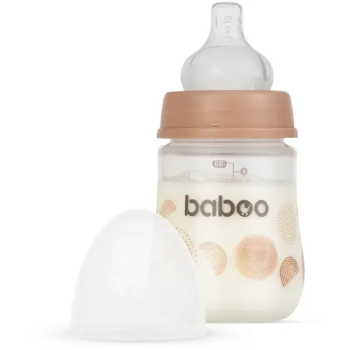 Baboo Anti-colic Feeding Bottle biberon anticolici pentru nou-nascuti si copii Au Naturale, 0 m+ 180 ml