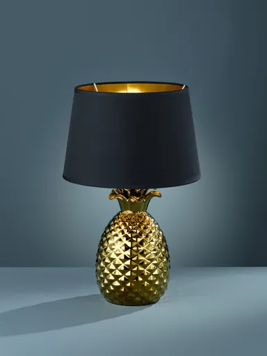 Lampa de masa Pineapple, RL, 28x43 cm, 60W, 1x E27, ceramica/textil, auriu/negru