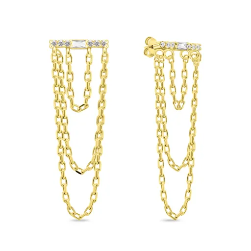 Brilio Silver Cercei cu lănțișor atemporal cu zirconi EA999Y