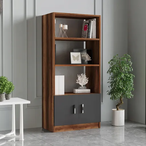 Corp biblioteca, Hanah Home, Vo4-Ba, 63.6x140x37.6 cm, Nuc / Antracit