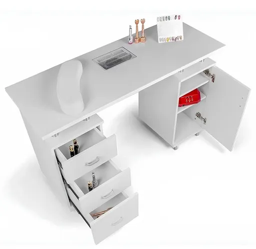 Masa Manichiura cu 3 Sertare, 2 Dulapuri si Aspirator Incorporat