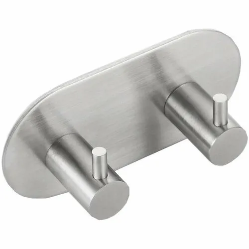 SAPHO 32202 cârlig dublu autoadeziv, rotund, dinoțel inoxidabil șlefuit