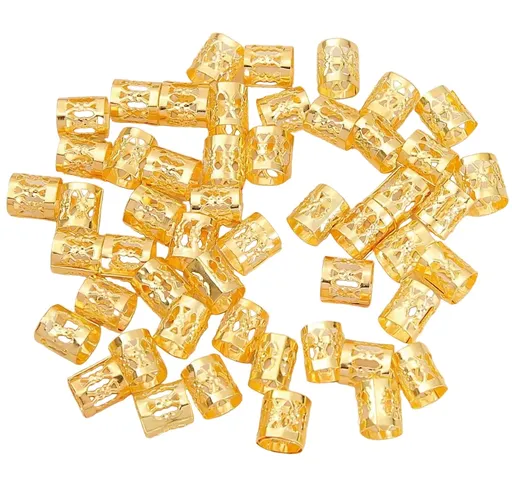 Accesorii pentru Codite Afro, Box Braids, Set 50 Bucati Gold Ring