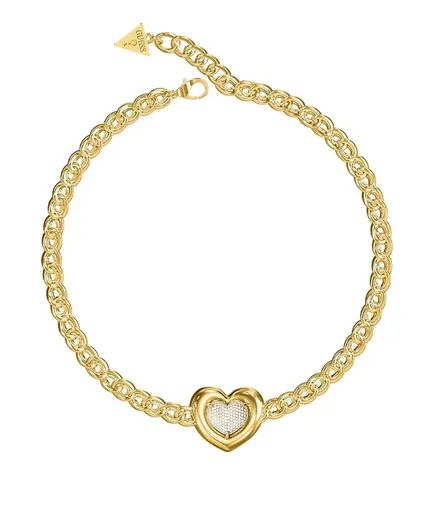 Guess Colier placat cu aur Inimă cu cristale L.O.V.E. JUBN05455JWYGT/U