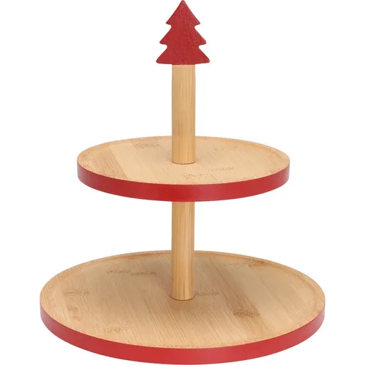 Etajeră din bambus pentru dulciuri, 2 etaje, roșu, roșu
