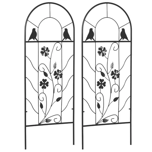 Outsunny Treillis de jardin lot de 2 suport pentru plante agatatoare din metal - 38 x 98 cm negru | Aosom Romania