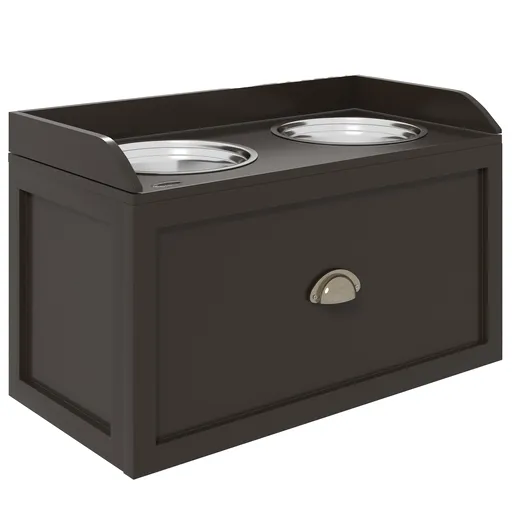 PawHut Statie Hranire Caini Mari – Suport inaltat cu 2 Boluri | Aosom Romania