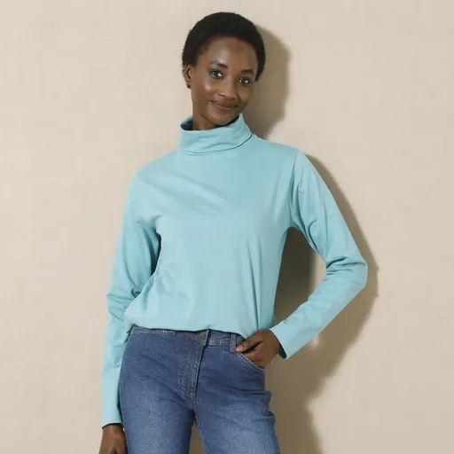 Tricou culoare solidă cu guler înalt