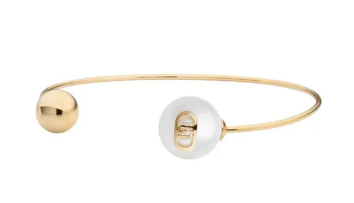 Liu Jo Brățară deschisă din oțel placat cu aur cu perlă LJ3016
