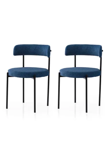 Set scaune 2 piese, Hanah Home, Gını, Negru / Albastru închis