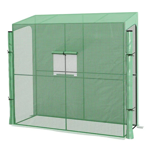 Outsunny Sera Inclinata Portabila 200x80x200cm cu 2 Usi Rulante Fereastra Plasa Verde | Aosom Romania
