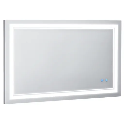 kleankin Oglindă de baie cu iluminare LED, Funcție de memorie, Comutator tactil, Protecție împotriva stropirii cu apă, Argintiu | Aosom Romania