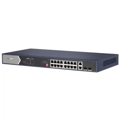 Switch 16 porturi PoE Gigabit Hikvision DS-3E0520HP-E, 2 porturi Gigabit fibra optica
