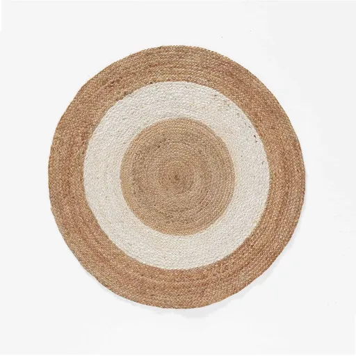 Covor rotund bicolor din iută și bumbac