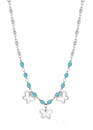 S'Agapõ Colier cu mărgele din oțel Fluturași Vibes SVB19