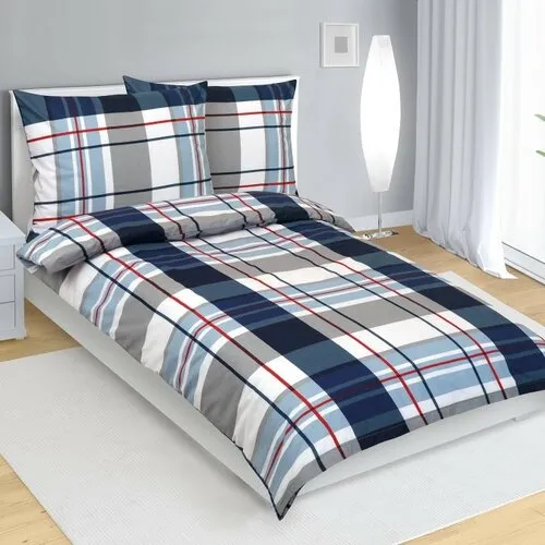 Bellatex Lenjerie de pat din bumbac Kostkaalbastru, gri, 140 x 200 cm, 70 x 90 cm