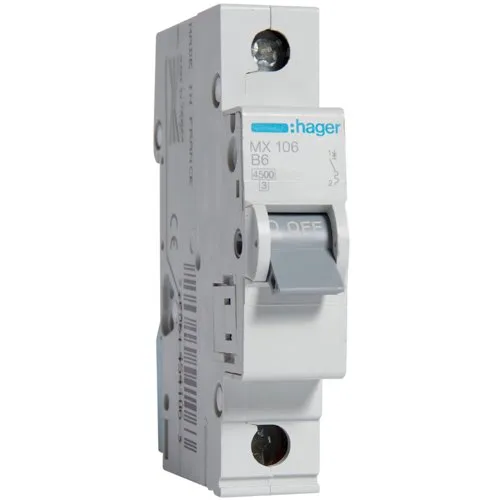 Siguranta automata 1P, 6A, 4,5kA, B, 1M Hager MX106