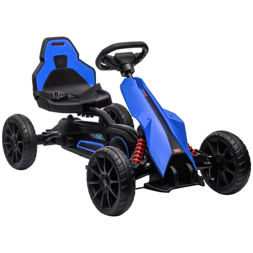 Kart cu pedale pentru copii cu vârsta de 3-8 ani cu scaun reglabil în 4 poziții și roți EVA, 100x58x58,5cm, albastru-negru HOMCOM | Aosom Romania