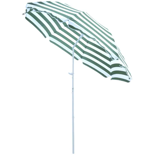 Outsunny Umbrelă de Plajă cu Acoperiș Înclinabil la 45°, Ø1.8x2 m, Verde și Alb | Aosom Romania