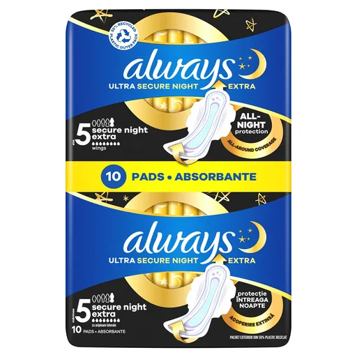 Always Absorbante de noapte Ultra Secure Night Extra Protection S5 10 buc