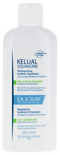 Ducray Șampon pentru îngrijirea mătreții grase Kelual Squanorm (Regulating Treatment Shampoo) 200 ml