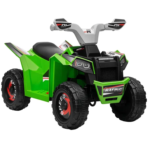 HOMCOM Quad pentru Copii 18-36 Luni din PP și Metal cu Roți Rezistente, Viteză Max 2.5 km/h, Design Aventurier, Verde Gri și Negru | Aosom Romania
