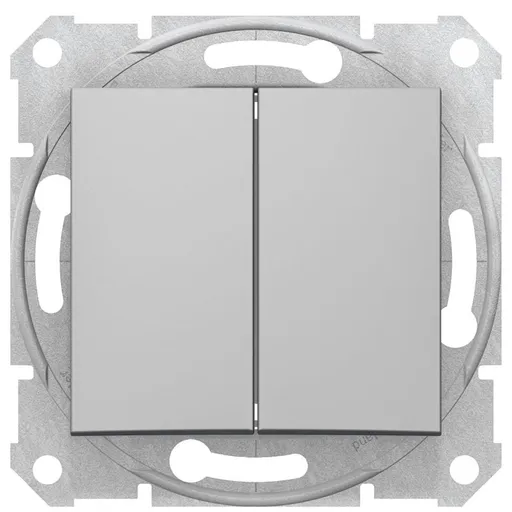 Intrerupator dublu 10A Schneider Sedna SDN0300160, aluminiu