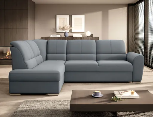 Coltar extensibil stanga 3 locuri ELTAP, LT-04VE, Siber, 270x186x93 cm, lemn/poliester, gri deschis