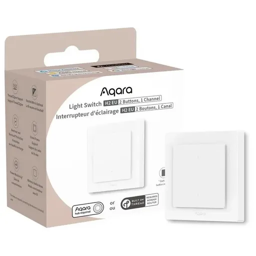 Intrerupator inteligent AQARA Light Switch H2 EU (2 Butoane, 1 Canal) (WS-K07D) , Zigbee si Thread 6975833355372