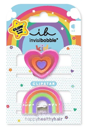 Invisibobble Cleme de păr Clipstar Glow Happy Heart 2 buc